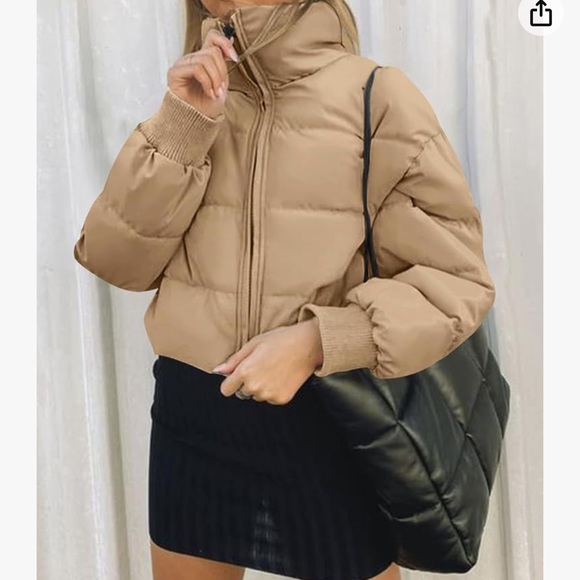 NWT Merokeety Women’s Winter Puffer Coat, Tan/Beige Color - Picture 2 of 7